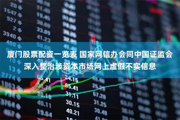 厦门股票配资一览表 国家网信办会同中国证监会深入整治涉资本市场网上虚假不实信息